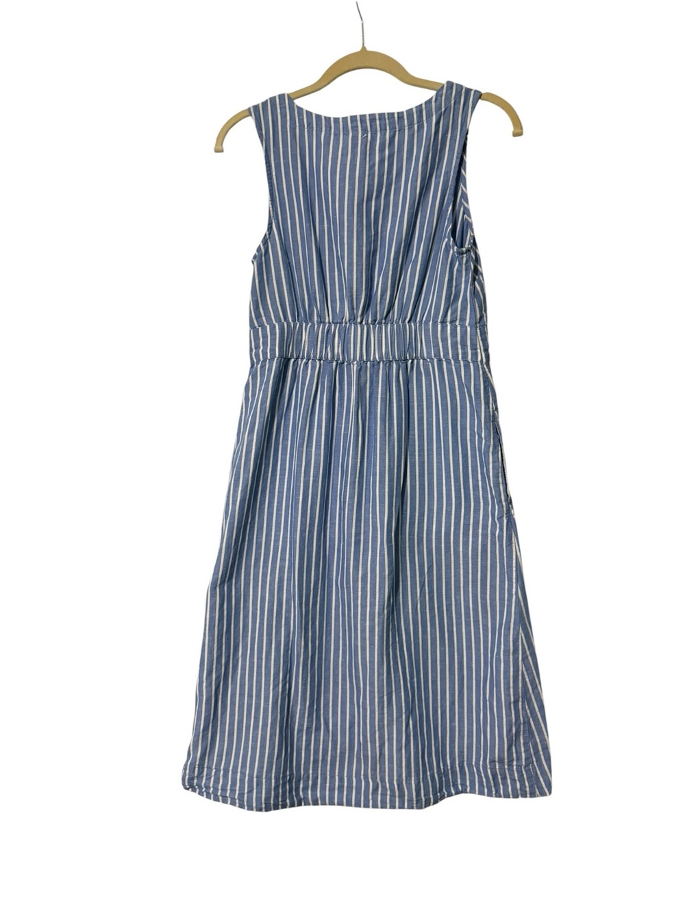 Pact Canopy Linen Blend Striped Button Front Dress Blue White Pockets XS - Picture 3 of 6